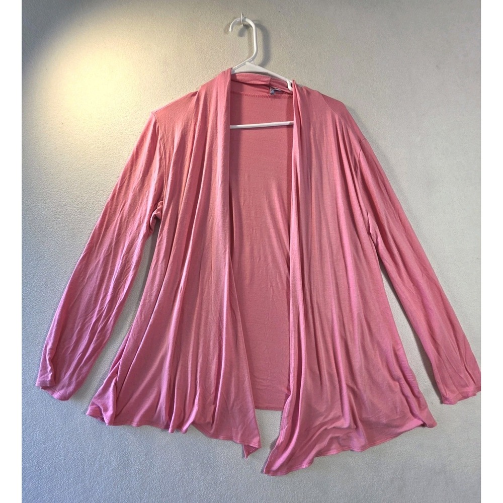 Avules Womens Large Pink Open Front Cardigan Lightweight Long Sleeve USA Made